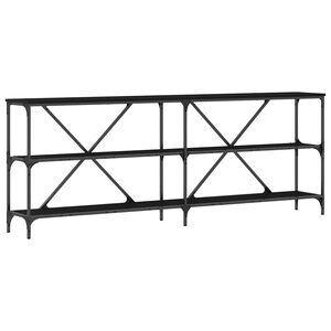 vidaXL Konsolinis stalas su lentyna Juodas ąžuolas 200 x 30 x 75 cm