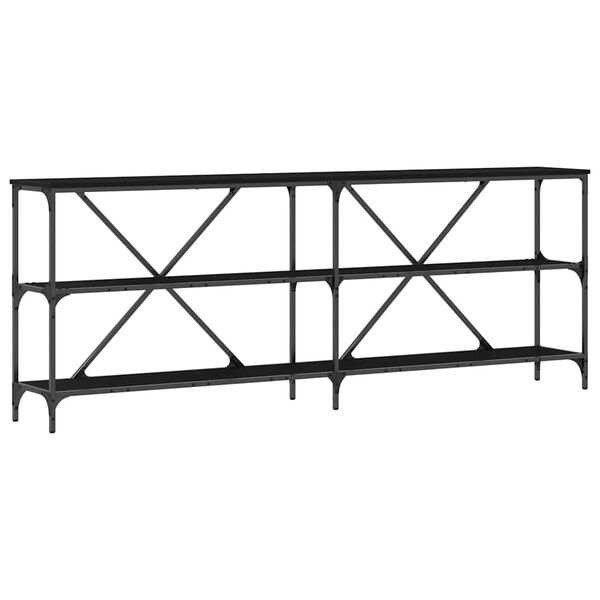 vidaXL Konsolinis stalas su lentyna Juodas ąžuolas 200 x 30 x 75 cm