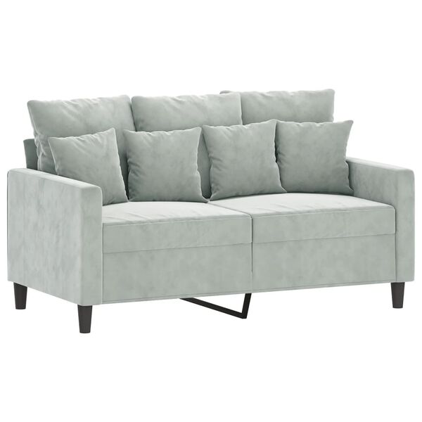 vidaXL Dvivietė sofa, šviesiai pilkos spalvos, 120cm, aksomas