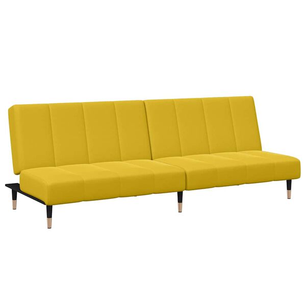 vidaXL Dvivietė sofa-lova su pakoja, geltonos spalvos, aksomas
