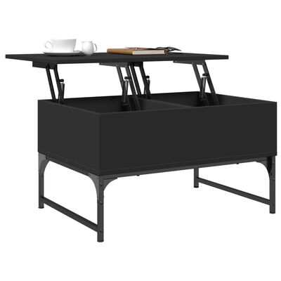 vidaXL Kavos staliukas, juodas, 70x50x40cm, apdirbta mediena/metalas