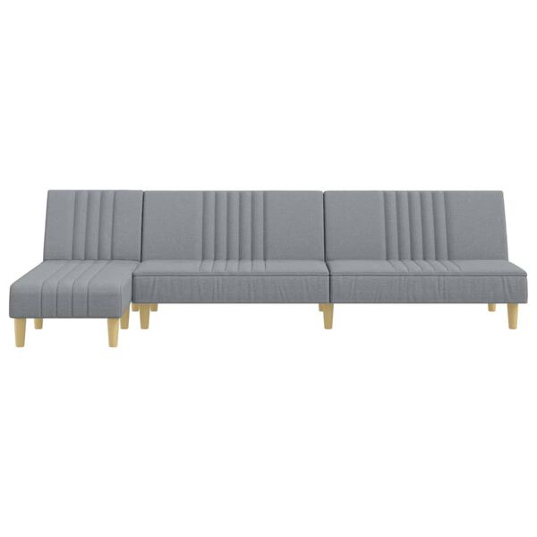 vidaXL L formos sofa-lova, &scaron;viesiai pilka, 255x140x70cm, audinys