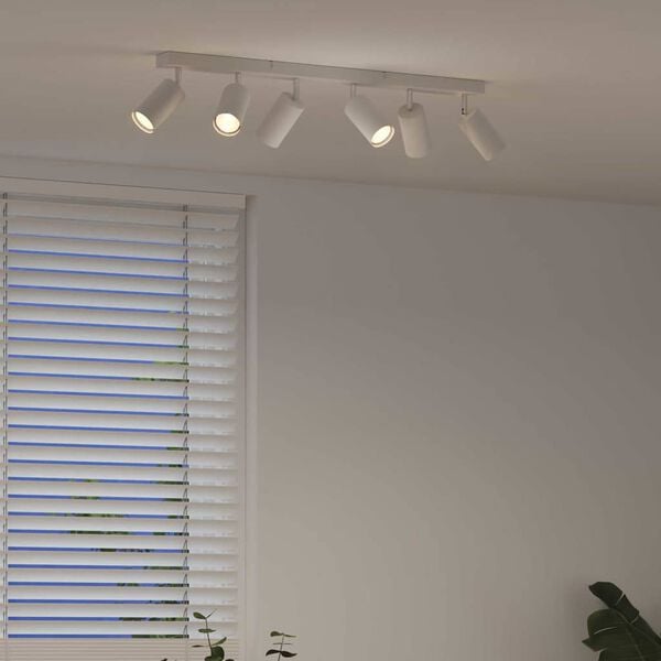 vidaXL Lubų prožektorius su prožektoriais Balta 73 x 6 x 16 cm metalas