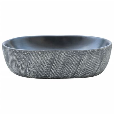 vidaXL Praustuvas ant stalviršio, juodas/pilkas, 47x33x13cm, keramika