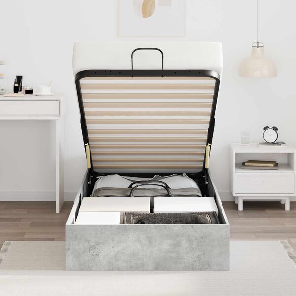 vidaXL Otomano lovos rėmas su saugykla Betono pilka 193 x 120 x 25 cm