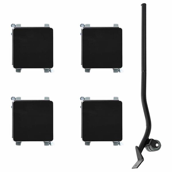 vidaXL Baldų ratukai, 4 vnt. su keltuvu, 13,5x13,5x6 cm, plienas, 1300 kg