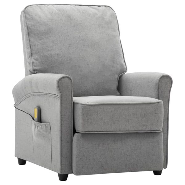 vidaXL Elektrinis masažinis krėslas, &scaron;viesiai pilkos spalvos, audinys