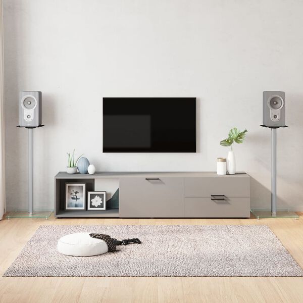 vidaXL Garsiakalbių stovai, 2vnt., sidabriniai, grūdintas stiklas