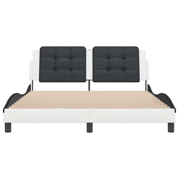 vidaXL Lovos rėmas be čiužinio, Zadar, baltas/juodas, 160x200cm, dirbtinė oda