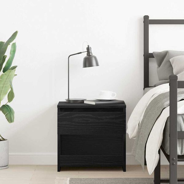 vidaXL Šalia lovos spintelė su stalčių Juodas ąžuolas 40 x 30 x 39 cm
