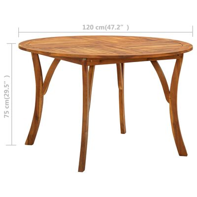 vidaXL Sodo stalas, 120cm skersmens, akacijos medienos masyvas