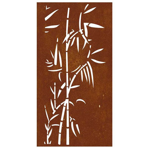 vidaXL Sodo sienos dekoracija, 105x55cm, corten plienas, bambukas