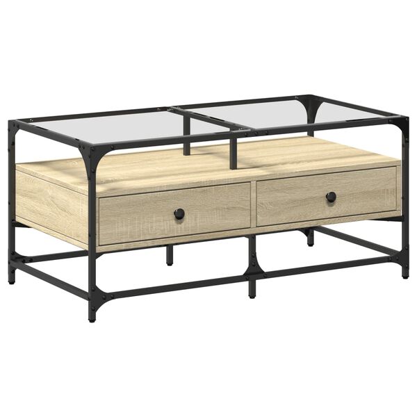 vidaXL Kavos staliukas, sonoma ąžuolo, 98,5x50x45cm, plienas