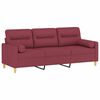 vidaXL Trivietė sofa su pagalvėlėmis, raudonojo vyno, 180cm, audinys