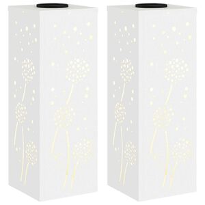 vidaXL Saulės LED &scaron;aligatvio &scaron;viesa 2 vnt. &Scaron;ilta balta 18 x 18 x 50 cm