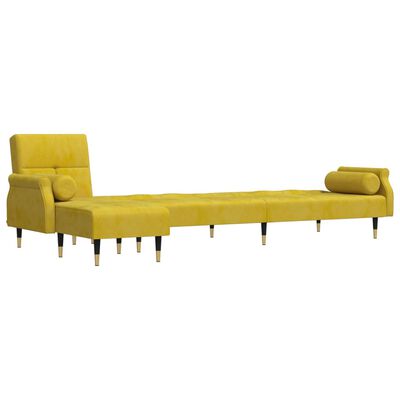 vidaXL L formos sofa-lova, geltonos spalvos, 271x140x70cm, aksomas