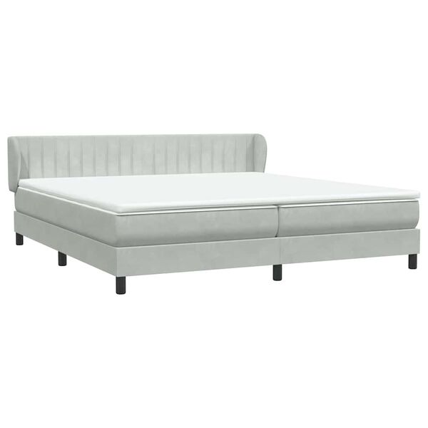 vidaXL Box Spring Lova su čiužiniais &Scaron;viesiai pilka 180x210 cm aksomas