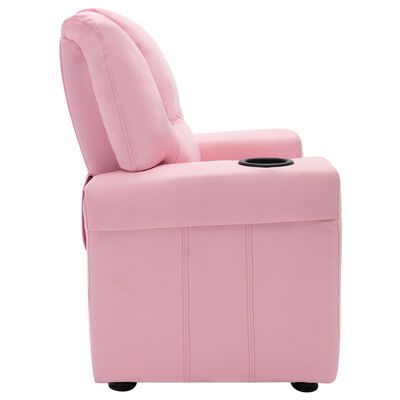vidaXL Vaikiškas atlošiamas krėslas, rožinės spalvos, dirbtinė oda