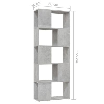 vidaXL Spintelė knygoms/kambario pertvara, betono pilka, 60x24x155cm