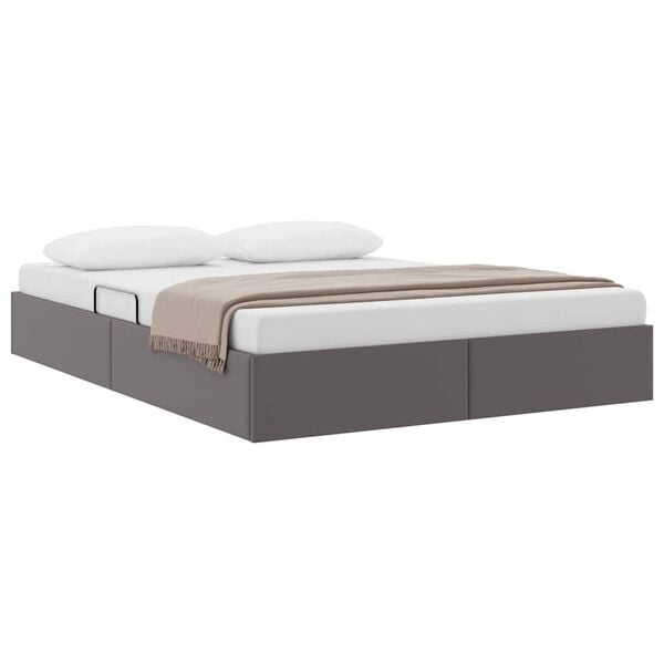 vidaXL Saugos lova su čiužiniu Pilka 140 x 200 cm Dirbtinė oda