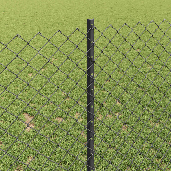 vidaXL Tvora su stulpais Pilka 1 x 25 m Plienas ir PVC