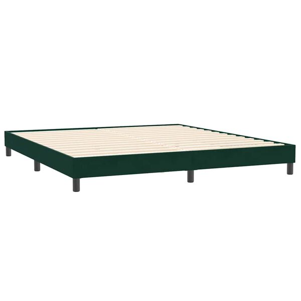 vidaXL Box Spring Lova be čiužinio Tamsiai žalia 200x210 cm aksomas