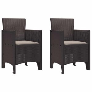 vidaXL Sodo Kėdė 2 pcs Ruda 53 x 49 x 85 cm PP