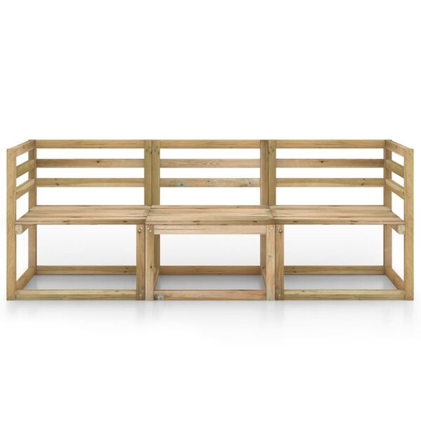 vidaXL Trivietė sodo sofa, žaliai impregnuota pu&scaron;ies mediena