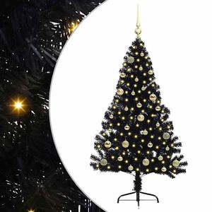 vidaXL Dirbtinis prie&scaron;&scaron;ventinis eglutė su &scaron;viesomis Juoda 150 cm PVC