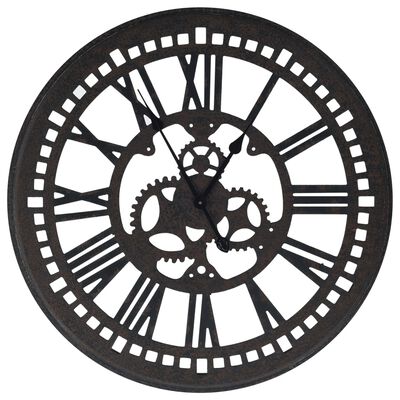vidaXL Sieninis laikrodis, juodos spalvos, 70 cm, MDF