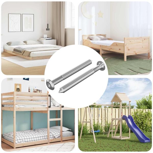 vidaXL Baldų varžtai 2 pcs Sidabro M6 x 60 mm Plienas