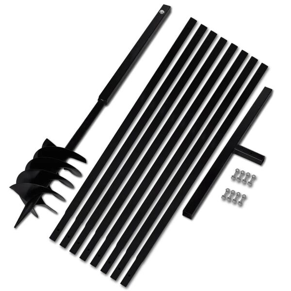 Plieninis 18 cm Žemės Grąžtas su Rankena ir Ilgintuvais, 9 m