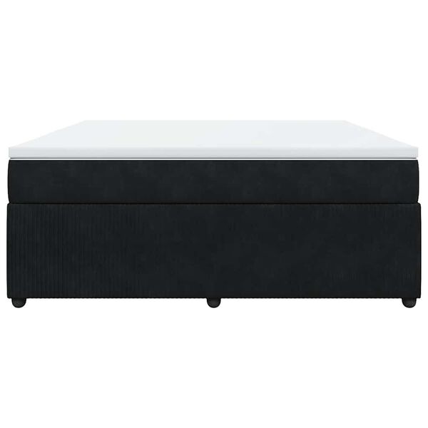 vidaXL Lova su spyruoklėmis ir čiužiniu, juoda, 180x200 cm, aksomas