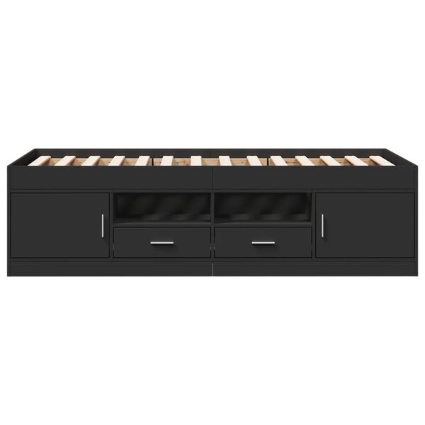 vidaXL Kušetė su stalčiais be čiužinio, juodos spalvos, 75x190 cm