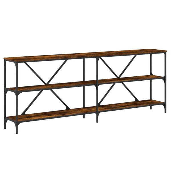 vidaXL Konsolinis staliukas, dūminis, 200x30x75cm, mediena/geležis