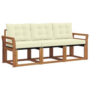 vidaXL Lauko sofos komplektas su pagalve 3 pcs Natūralus ir grietinėlė