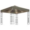 vidaXL Pavėsinė su lempučių girliandomis LED, taupe, 3x3m