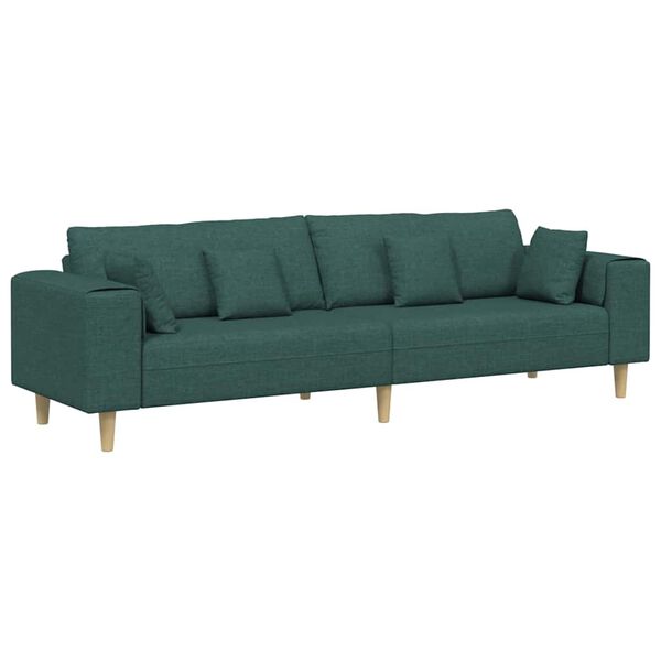 vidaXL Sofa su pagalve Tamsiai žalia 250 x 77 x 76 cm audinys