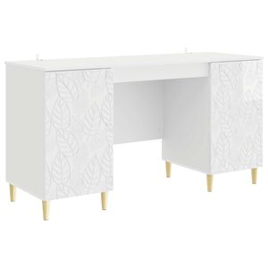 vidaXL Stalas Itin blizgi balta 142,5 x 50 x 75 cm Apdirbta mediena