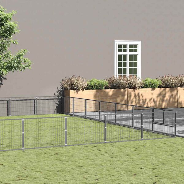 vidaXL Voljeras &scaron;unims, sidabrinės spalvos, 49m&sup2;, plienas