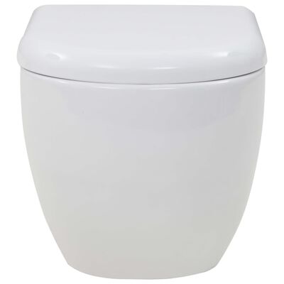 vidaXL Pakabinamas tualetas, keramika, baltas