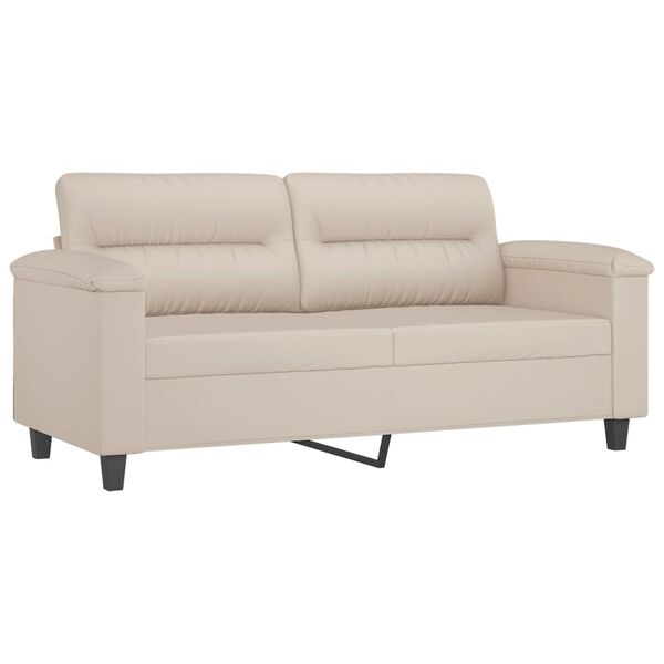vidaXL Dvivietė sofa su pagalvėmis, kreminė, 140cm, audinys