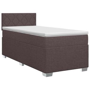 vidaXL Spyruoklinė lova su čiužiniu Tamsiai rudas 90 x 190 cm Audinys