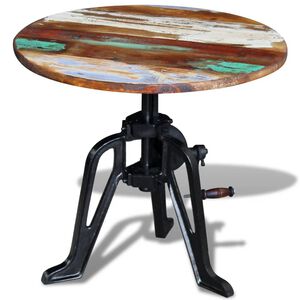 vidaXL Staliukas, perdirbtos medienos masyvas ir ketus, 60x(42-63) cm