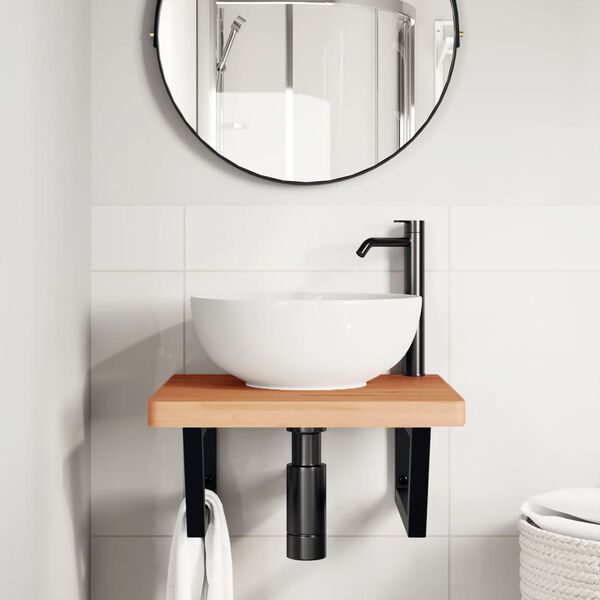 vidaXL Lentyna praustuvui, plienas ir bukmedžio medienos masyvas