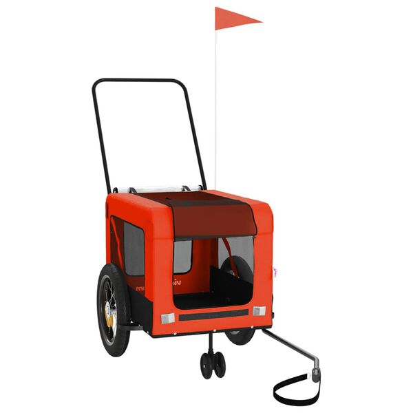 vidaXL Dviračio priekaba augintiniams, oranžinė/juoda, audinys/geležis