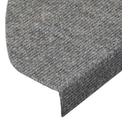 vidaXL Lipnūs laiptų kilimėliai, 15vnt., pilkos spalvos, 65x22,5x3,5cm