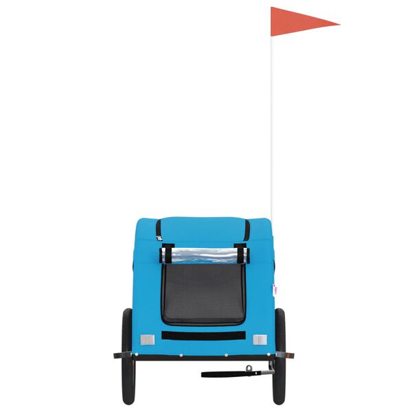 vidaXL Dviračio priekaba augintiniams, mėlyna, audinys/geležis