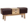 vidaXL suoliukas 110 x 30 x 45 cm Tikra oda Tamsiai rudas