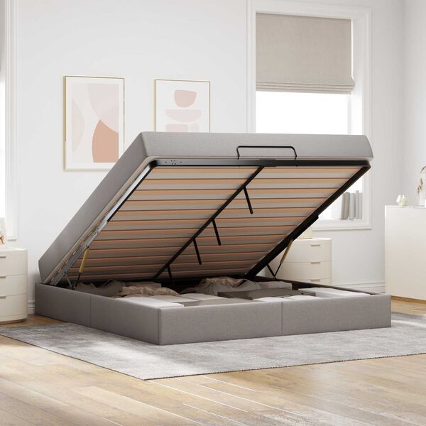 vidaXL Lovos rėmas su čiužiniu su čiužiniu 2 pcs Taupe audinys